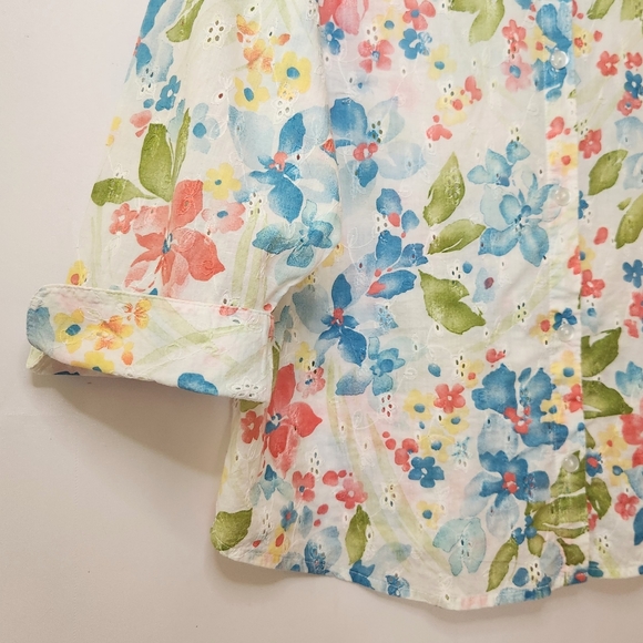 Alfred Dunner Petite Button Front Floral blouse womens size 16P - Picture 6 of 14